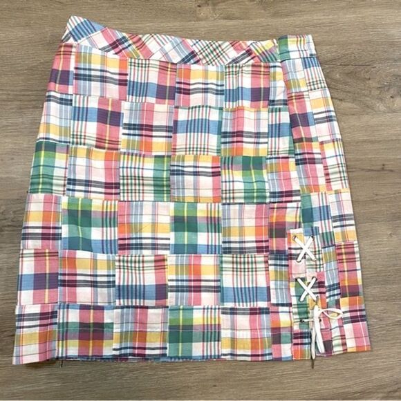 PLAID COTTON BLEND LINED MADRAS A-LINE SKIRT NWT 8P - Picture 4 of 11